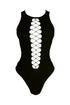Yuna Hallow Out Sleeveless Bodysuit - Black - EDGEbyKS